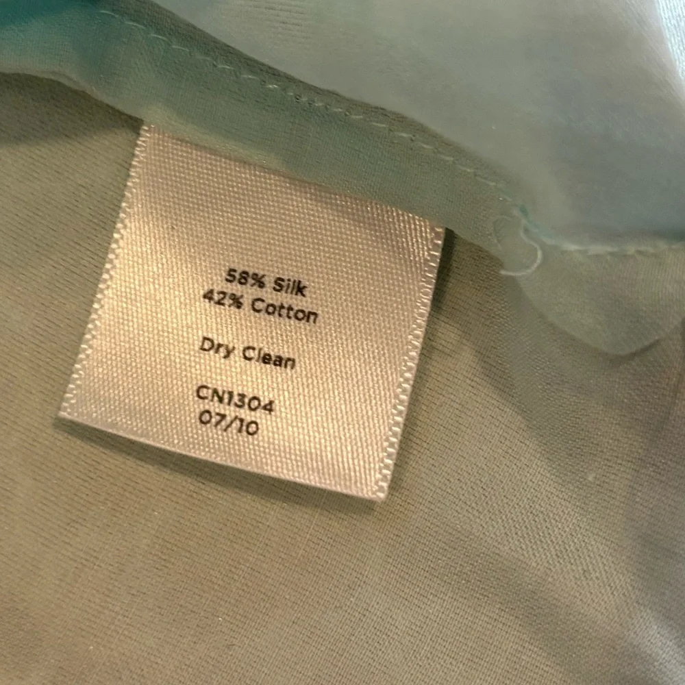 Talbots Women’s Light Aqua Blue Silk Blend‎ Ruffled Neck Blouse Size 24W (NWT) - Picture 6 of 8